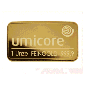 1 ounce Umicore Gold Bar