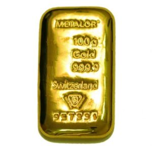 100 Gram Cast Metalor Gold Bar