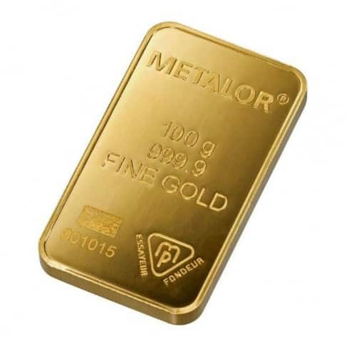 100 Gram Metalor Gold Bar
