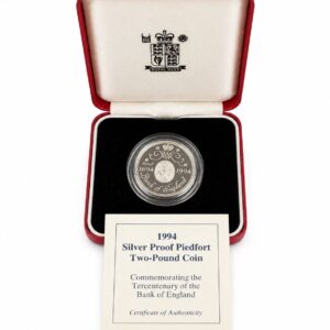 1994 Silver Proof Piedfort Two-Pound Coin – Bank of England Tercentenary